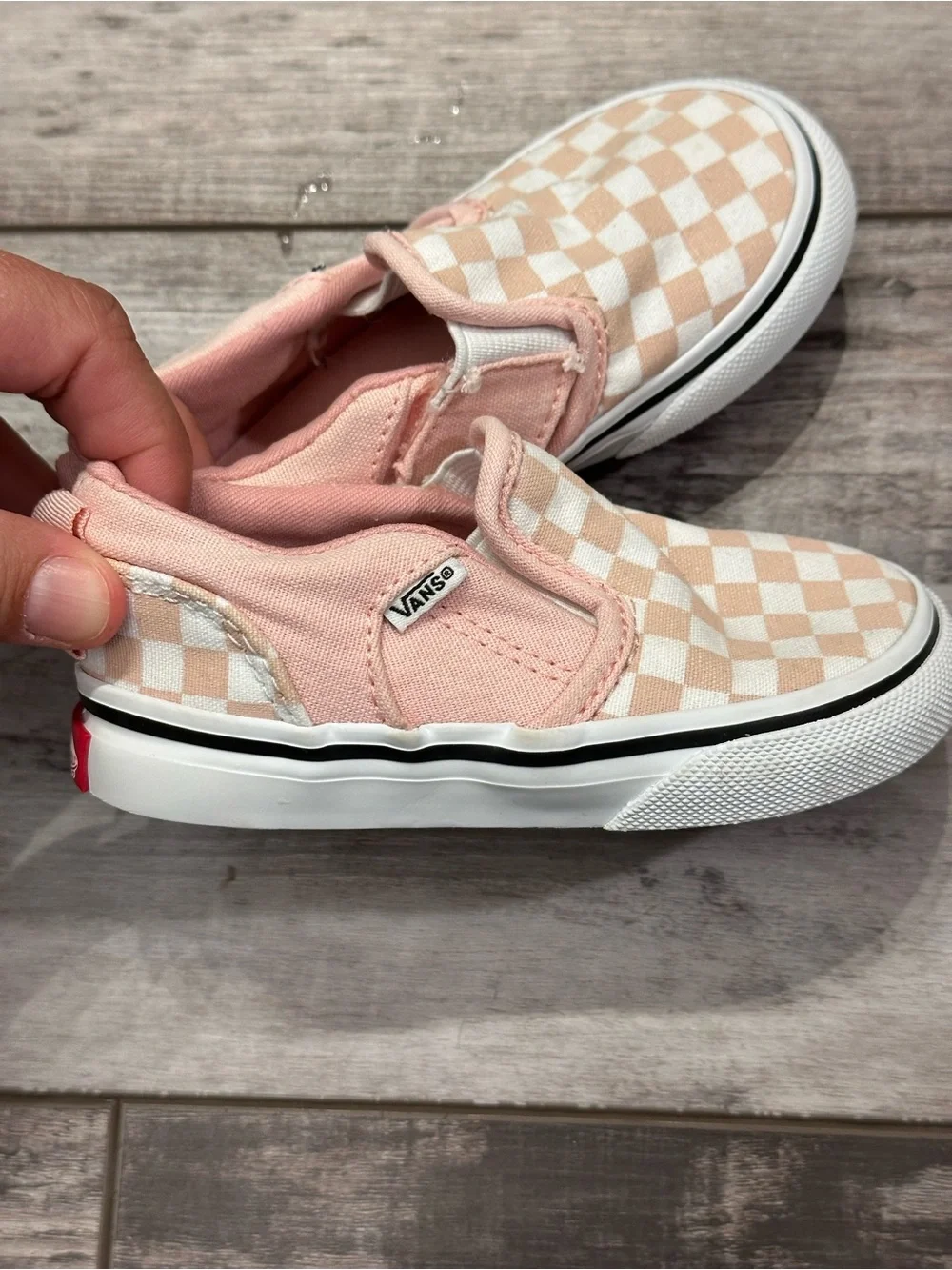 Vans Kids Slip-On Checkerboard Sneakers - Light Pink & White